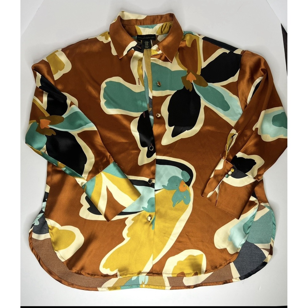 House Of Harlow 1960 X Revolve Satin Blouse M Mod Retro Funky Psychedelic Hippie
